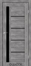 Міжкімнатні двері Leador Express Rim (Клен грей) чорне скло