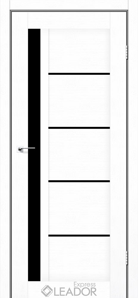 Міжкімнатні двері Leador Express Rim (Білий льон) чорне скло