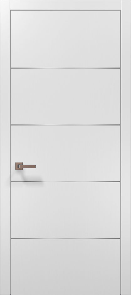 Міжкімнатні двері Папа Карло Plato PL-02 (Білий матовий) Алюміній срібло