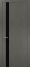 Міжкімнатні двері Папа Карло Plato PL-04 (Бетон сірий) Скло чорне
