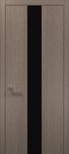 Міжкімнатні двері Папа Карло Plato PL-06 (Дуб сірий) Скло чорне
