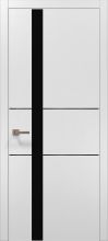 Міжкімнатні двері Папа Карло Plato PL-08 (Білий матовий) Скло чорне Алюміній чорний