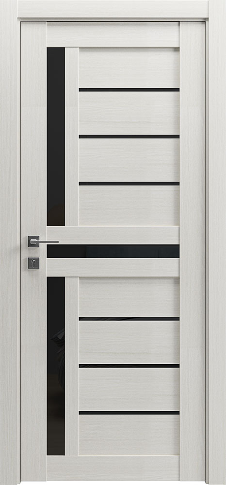 Міжкімнатні двері Rodos Grand ДП Lux-8 чорне скло (Сосна крем)